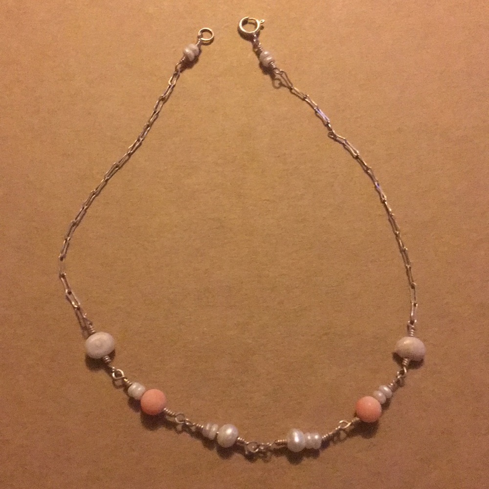 Vintage baby Sterling 925 natural  pearl necklace